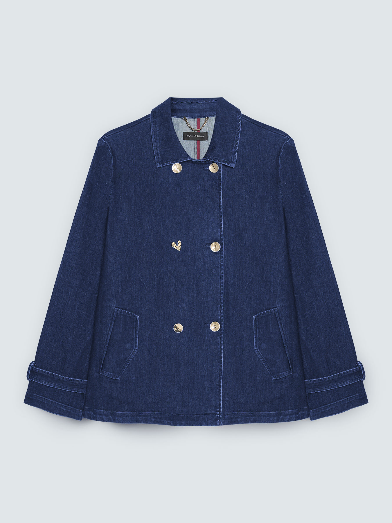 Double-breasted denim jacket image number 4