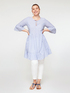 Blusa lunga rigata con balze image number 3