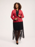 Coated fabric blazer with belt image number 2