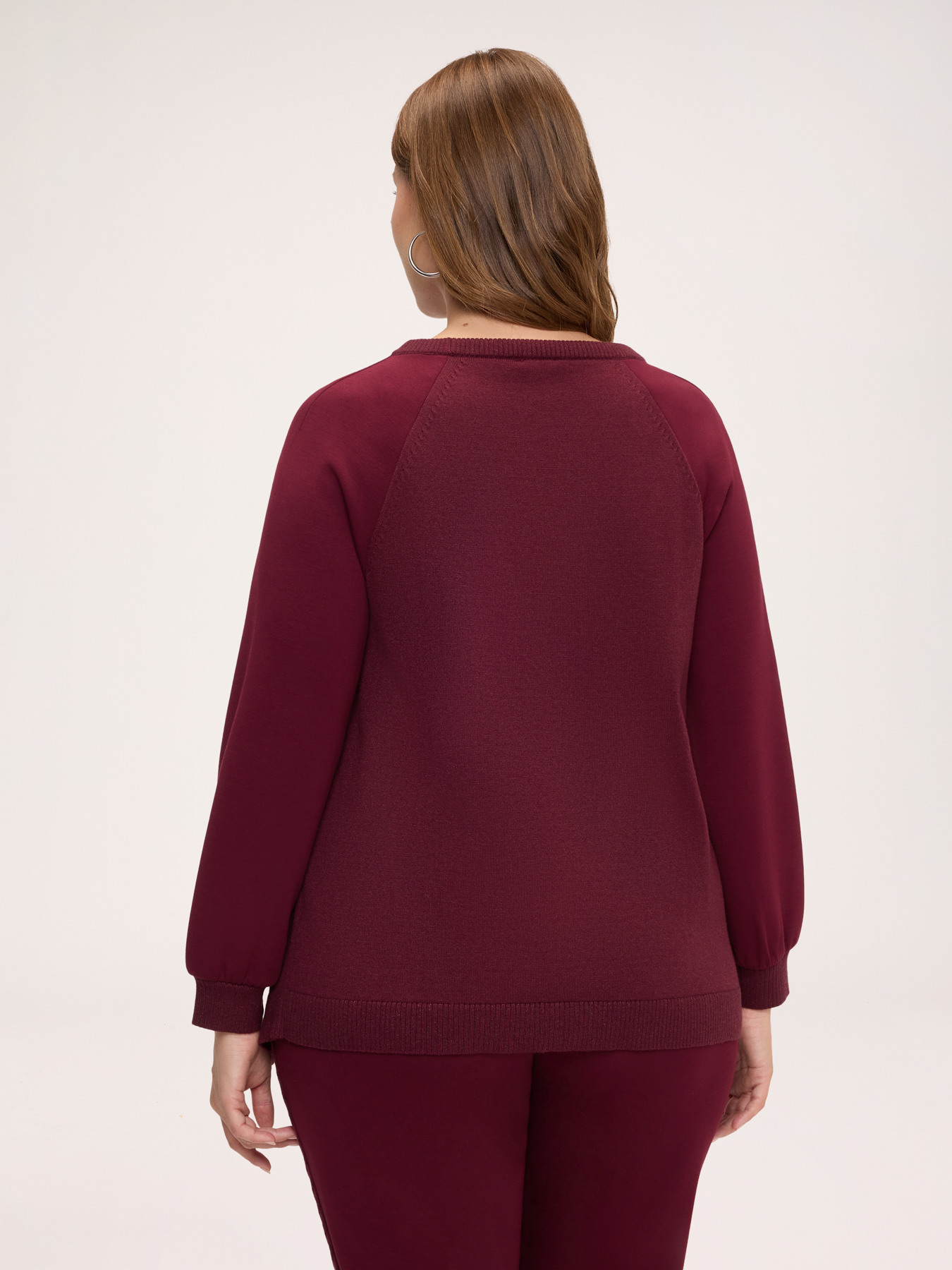 Crew-neck sweater with cable knit image number 1