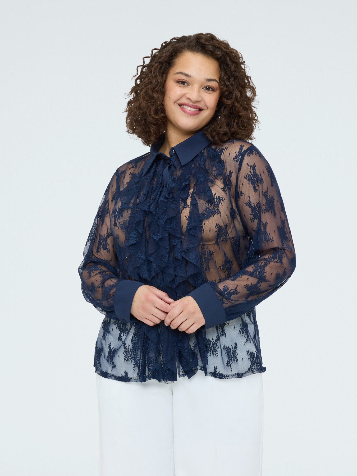Lace shirt with ruffles image number 2