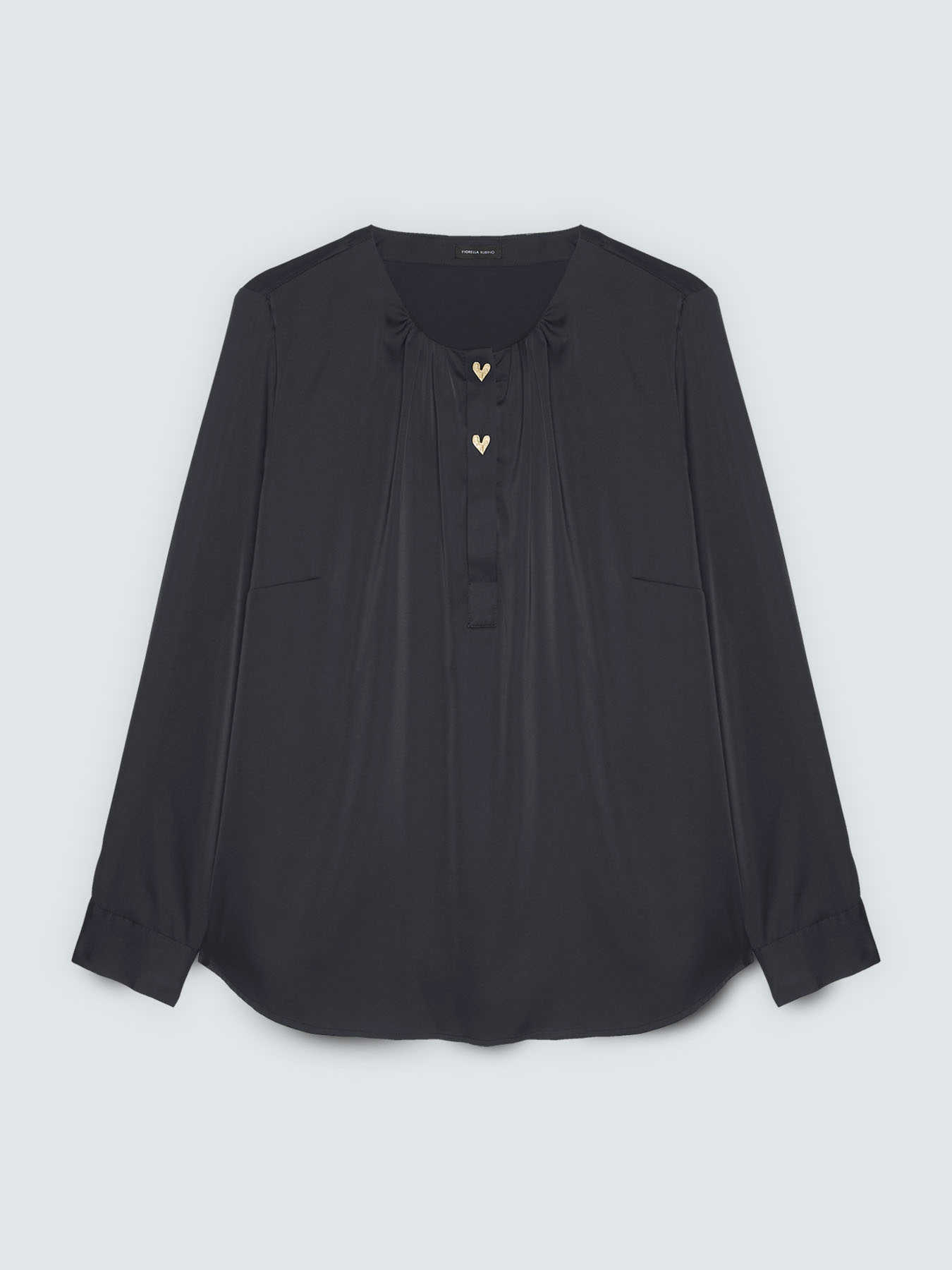 Satin blouse with heart-shaped buttons image number 4