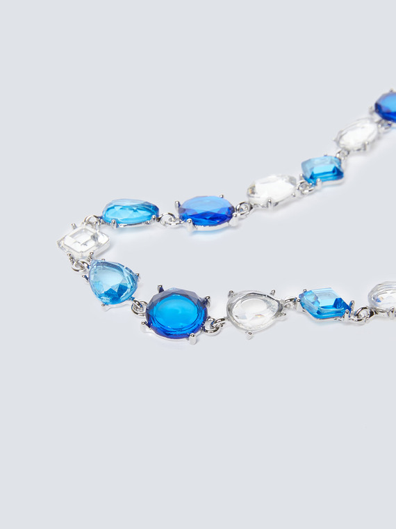 Halskette mit hellblauen und blauen Lünetten