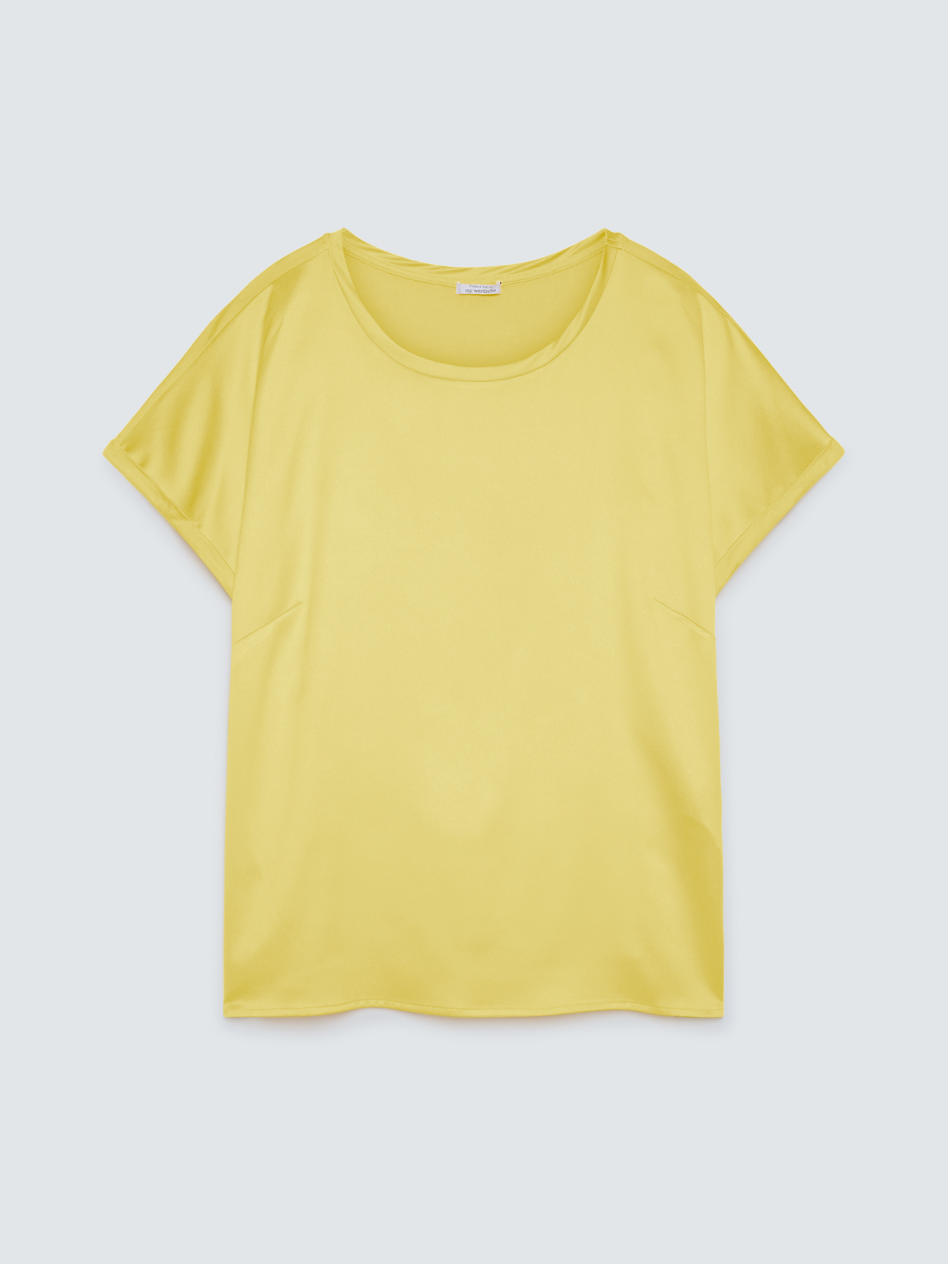 Bi-material t-shirt with round neckline image number 4