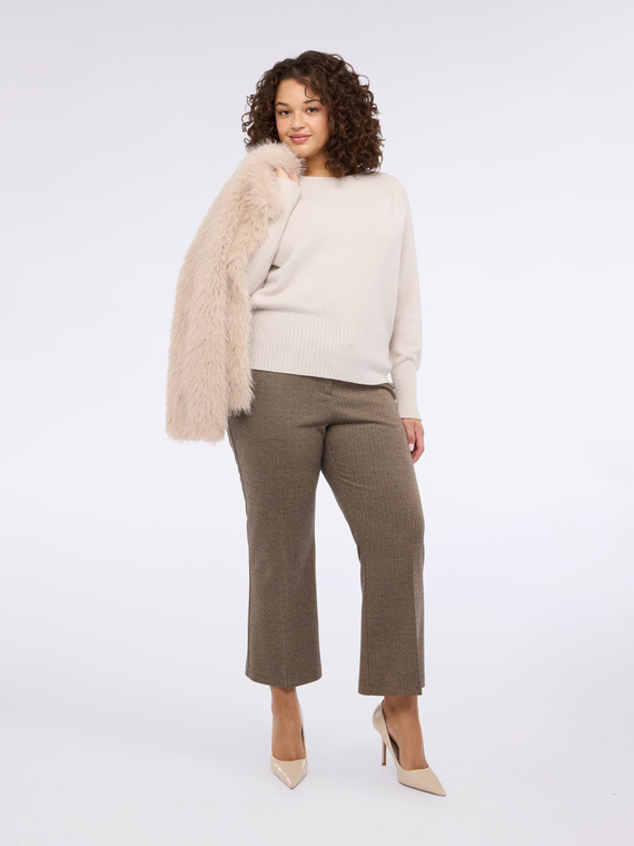 Boat neck sweater with micro sequins