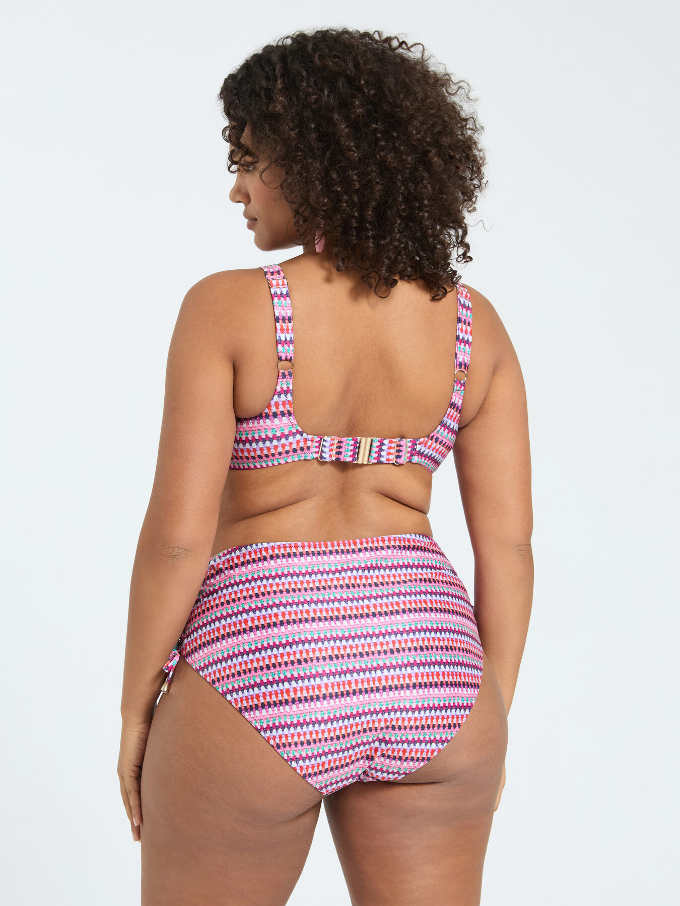 Bikini due pezzi con stampa multicolor e laccetti image number 1