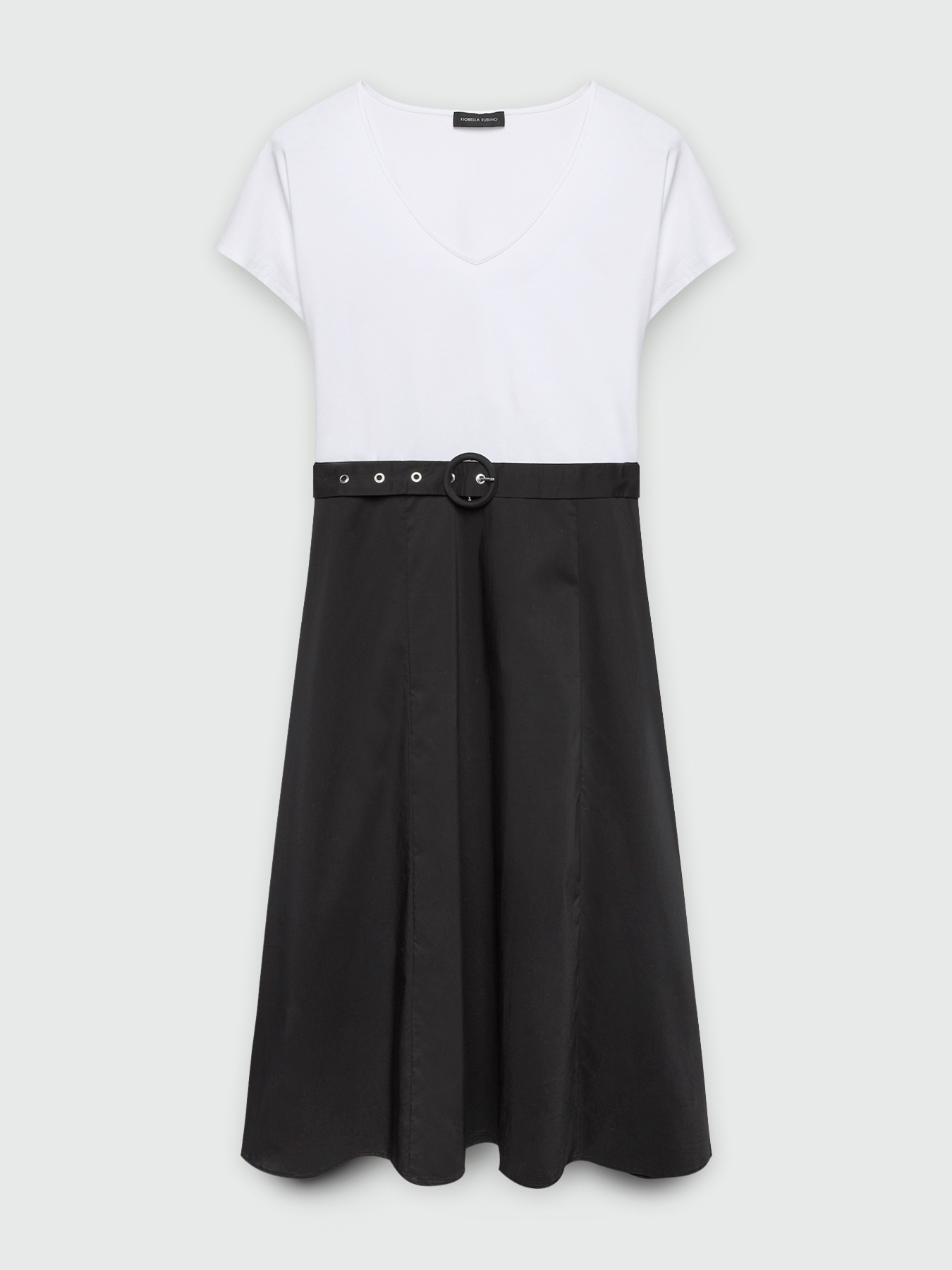 Black and white dual fabric dress image number 4