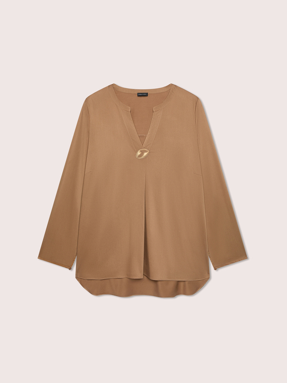 Satin-Bluse mit V-Ausschnitt