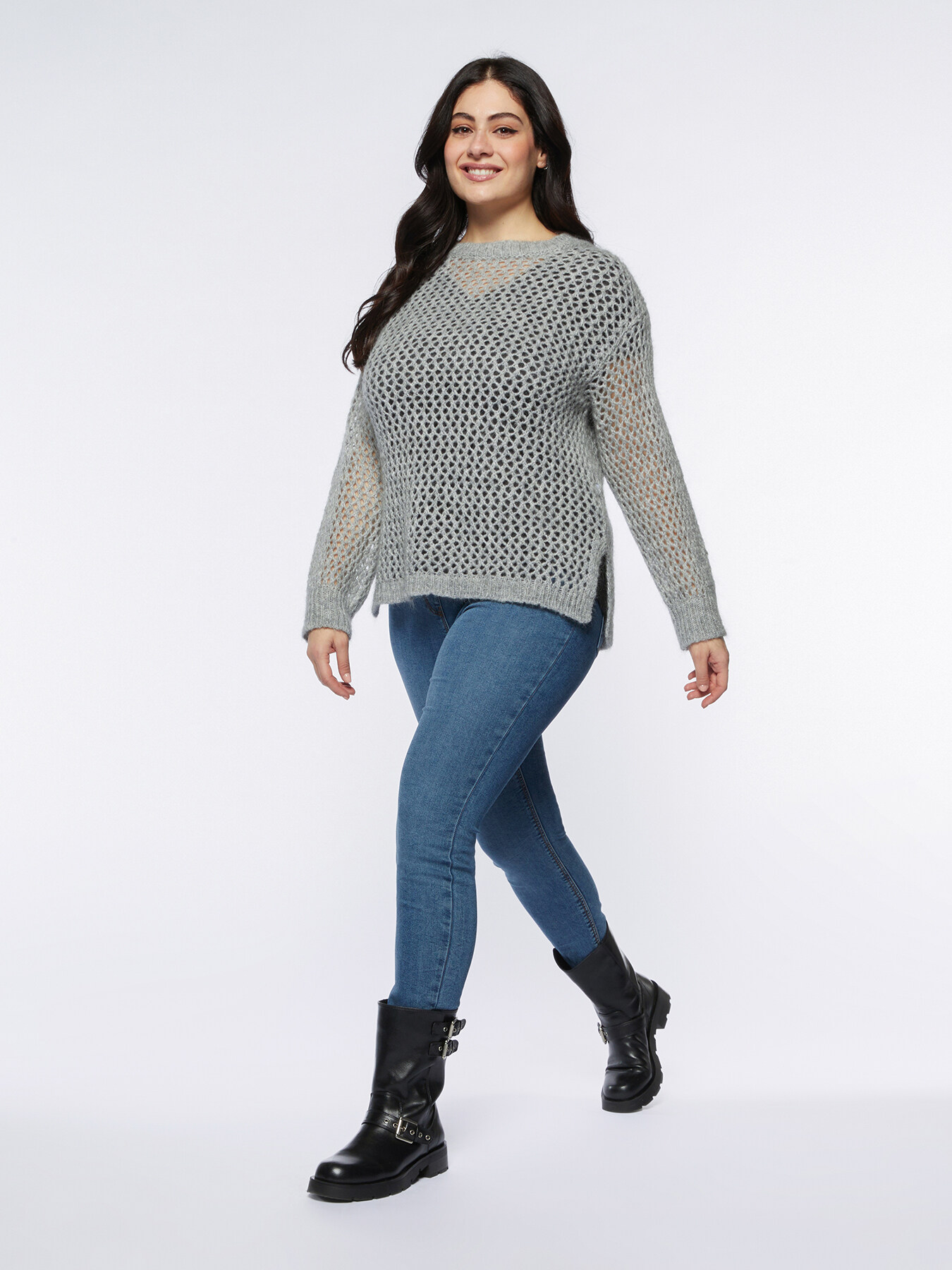 Mohair blend sweater with openwork image number 2