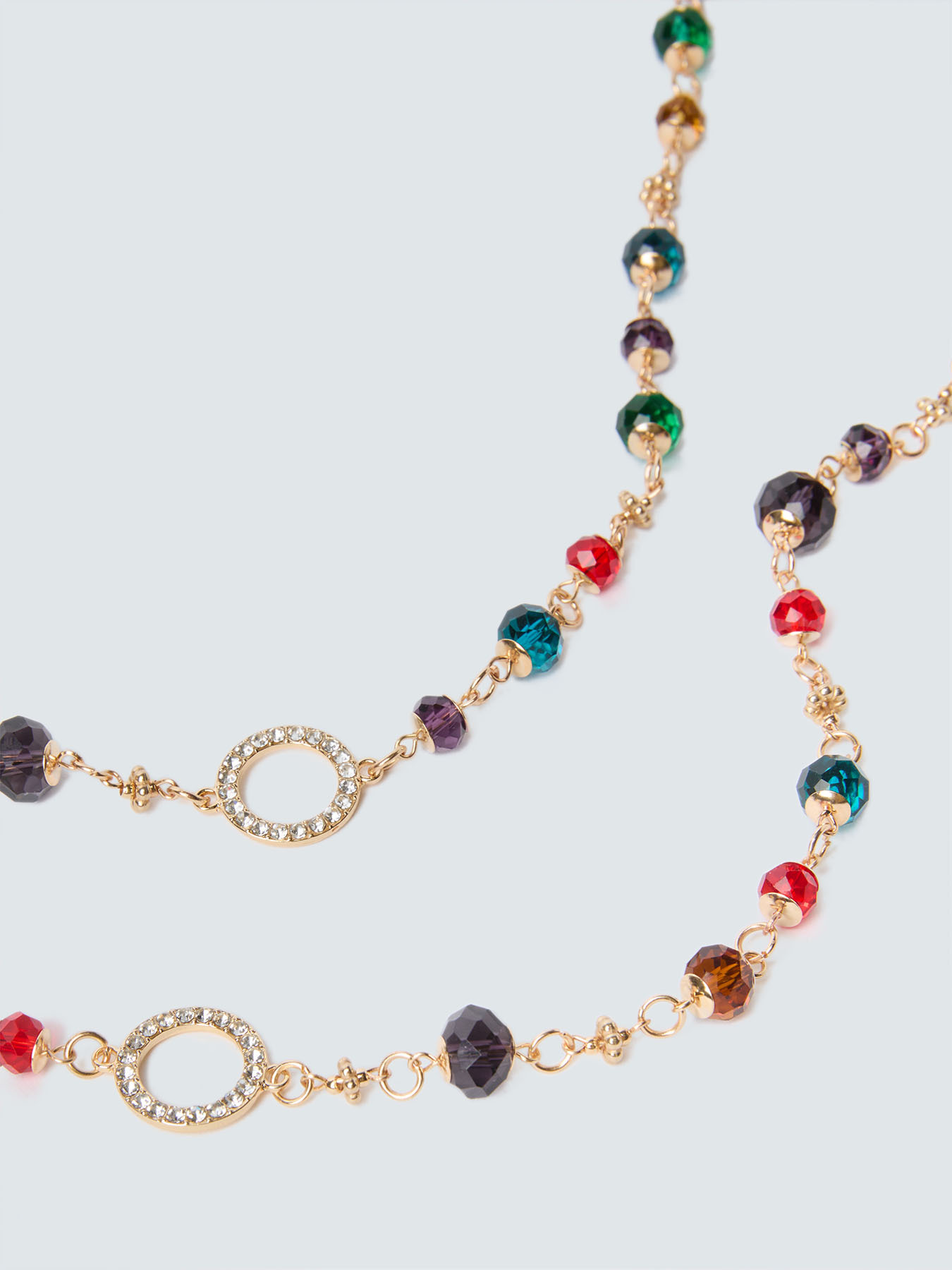 Long necklace with multicolored beads and rhinestones image number 2