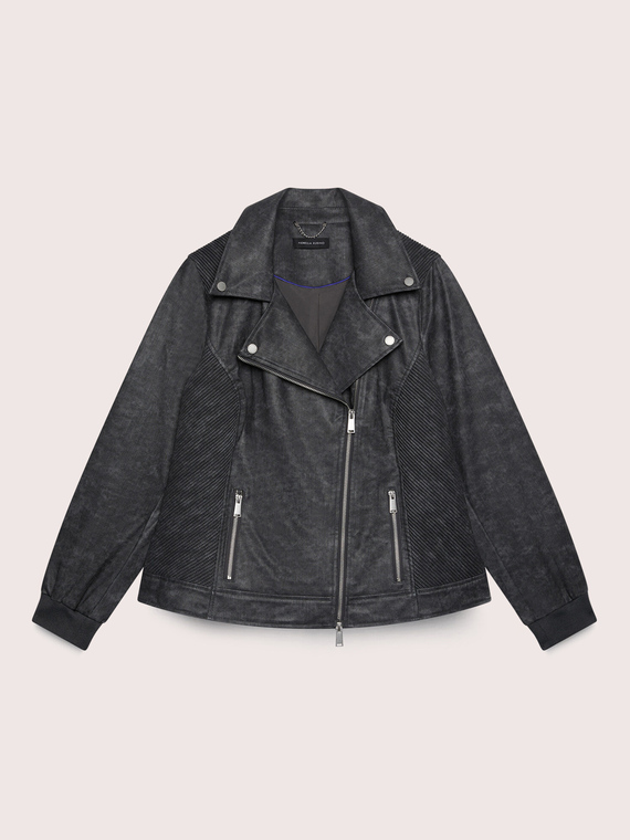 Veste biker avec poignets en tricot extensible