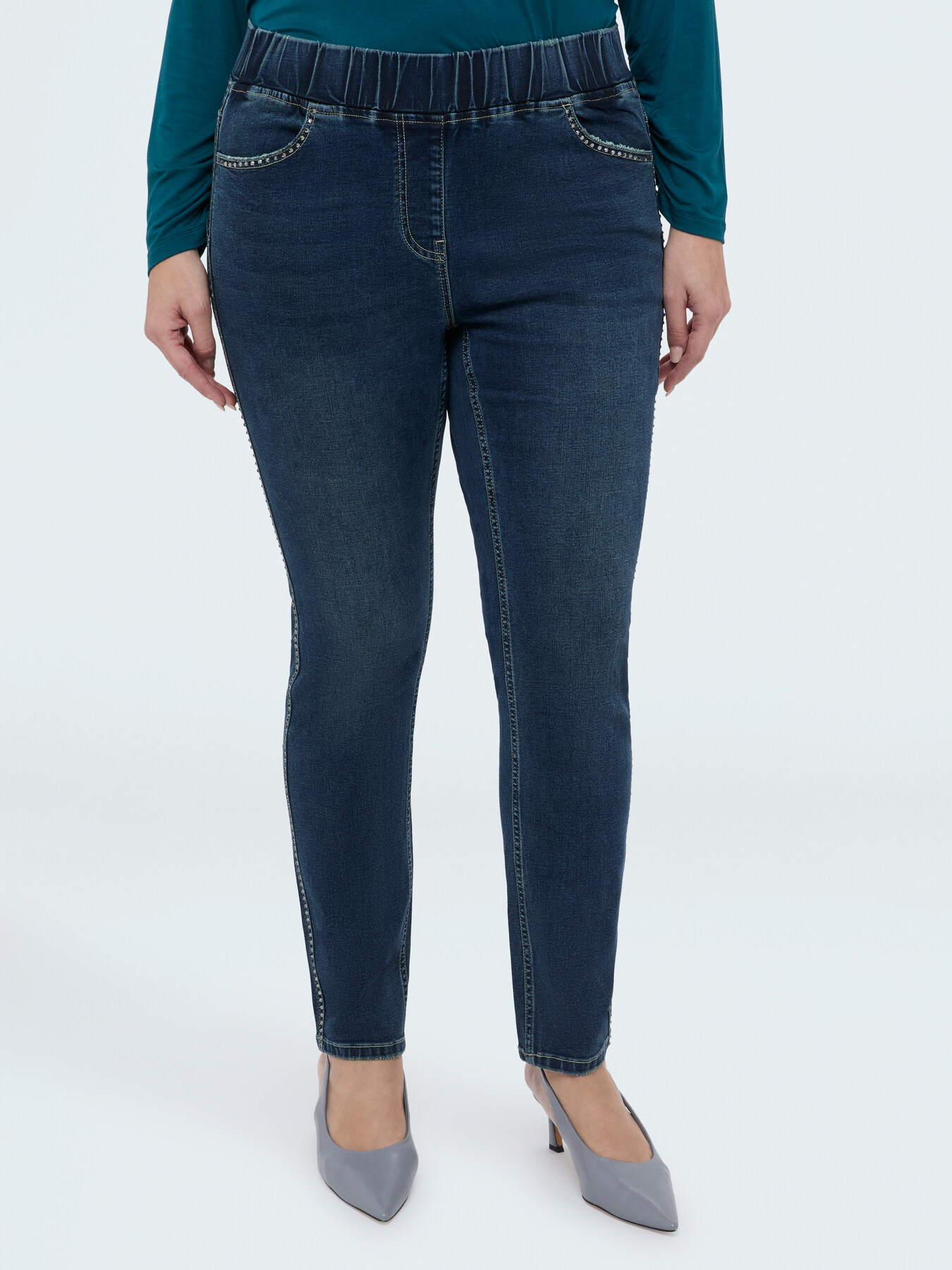 Washed effect jeggings with appliqu&eacute;s image number 2