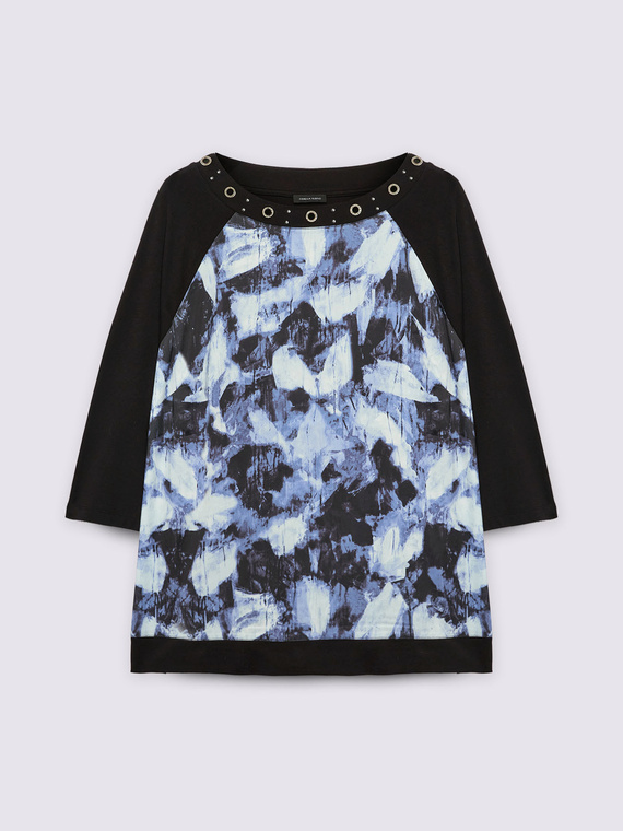 T-shirt bimati&egrave;re avec &oelig;illets sur l'encolure