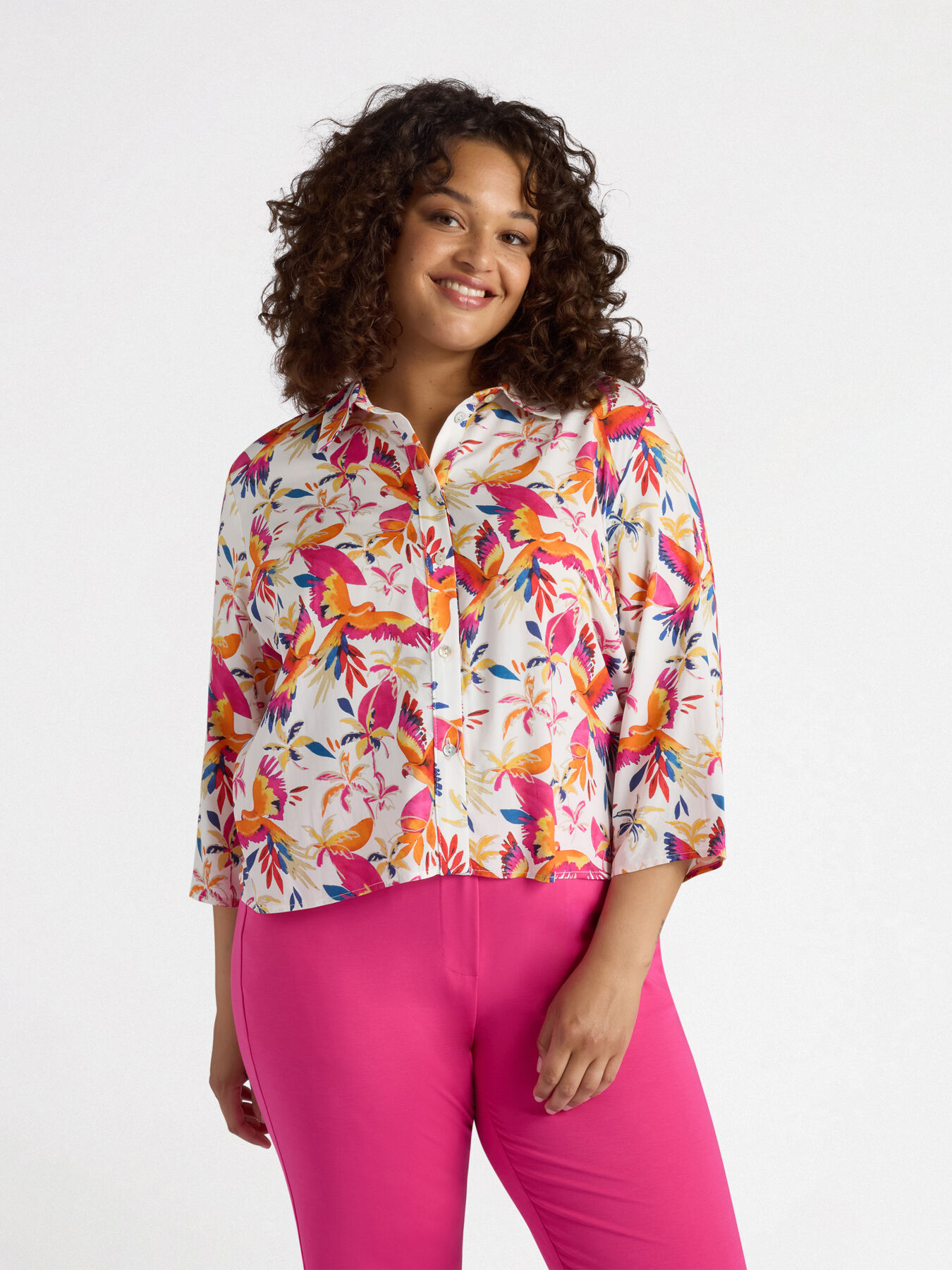 Camicia boxy stampa Parrot and Palm image number 3