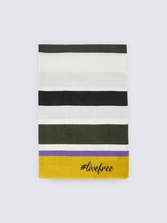 Striped scarf with #livefree logo