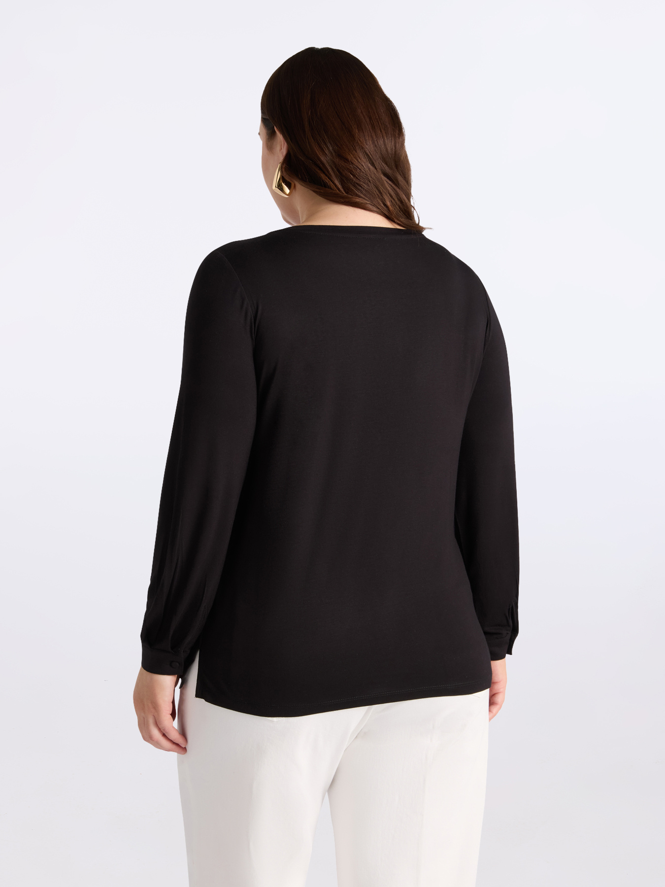 Long-sleeved satin and jersey T-shirt image number 1