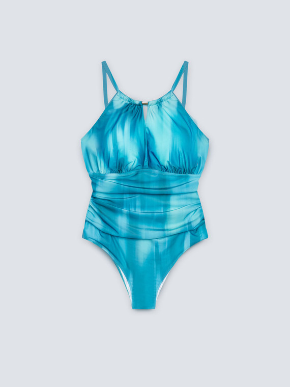 One-piece swimsuit with drop neckline