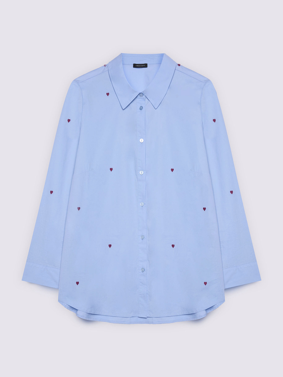 Camicia con ricami a cuore in popeline