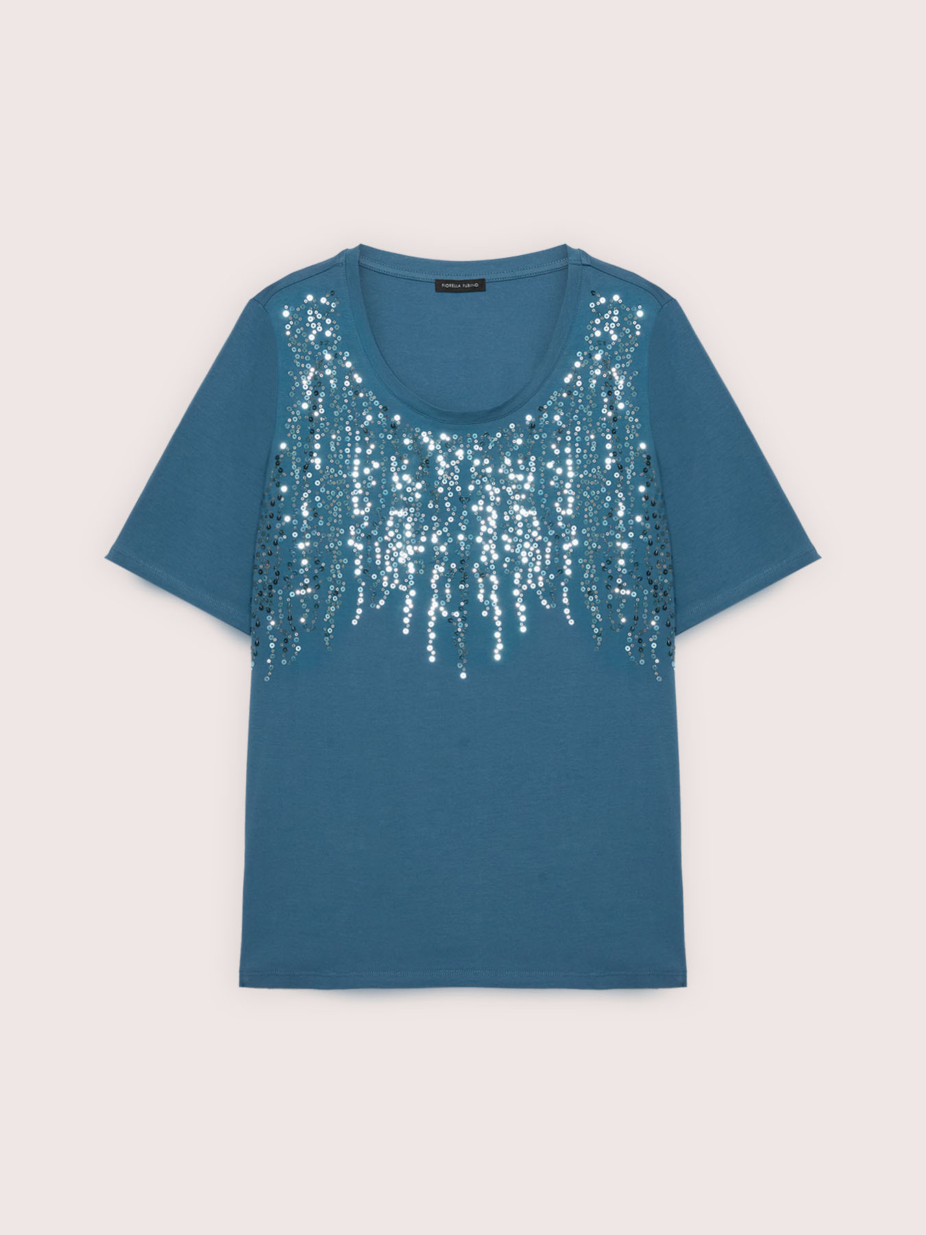 T-shirt en coton avec paillettes en cascade image number 4