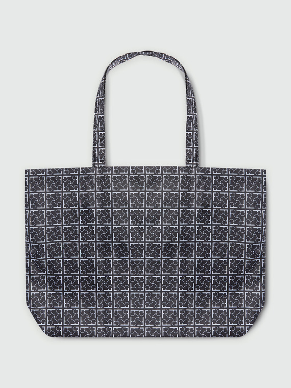 Fiorella Rubino - Maxi shopper riutilizzabile con loghi Donna, Nero Taglia: 02