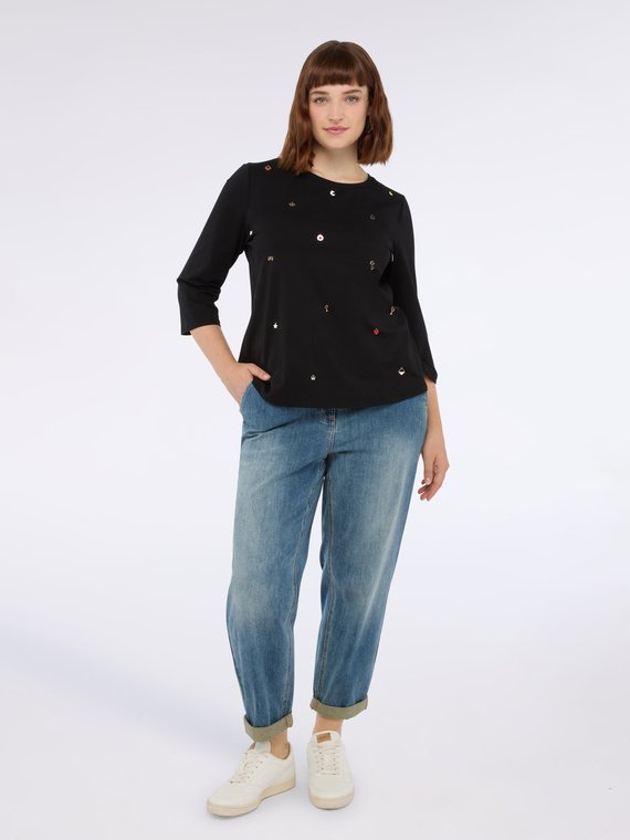 T-shirt en jersey de coton avec breloques