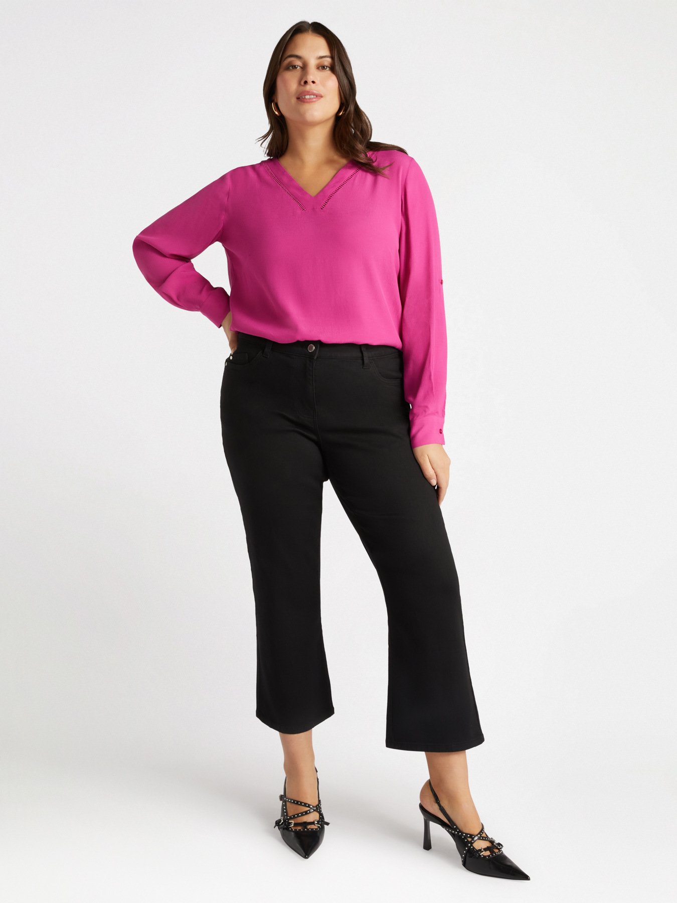 Blusa scollata a V con viscosa LENZING&trade; ECOVERO&trade; image number 2