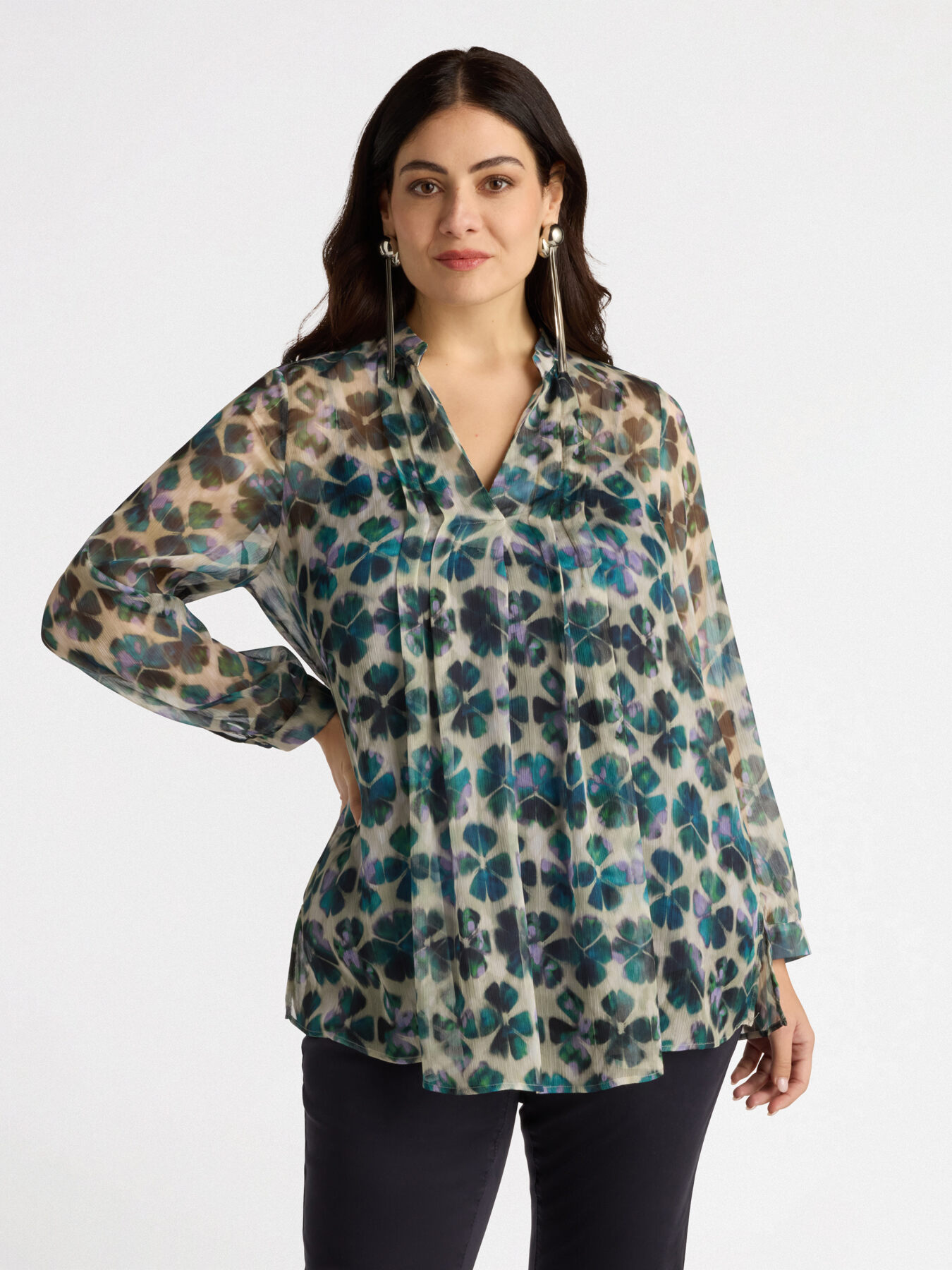 Blusa stampa acquerello quadrifoglio image number 0