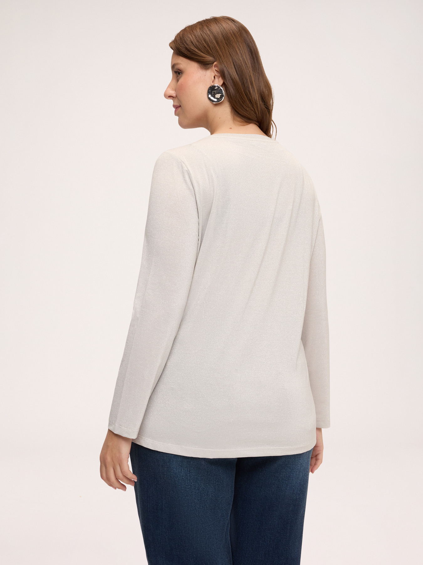 Laminated jersey V-neck T-shirt image number 1