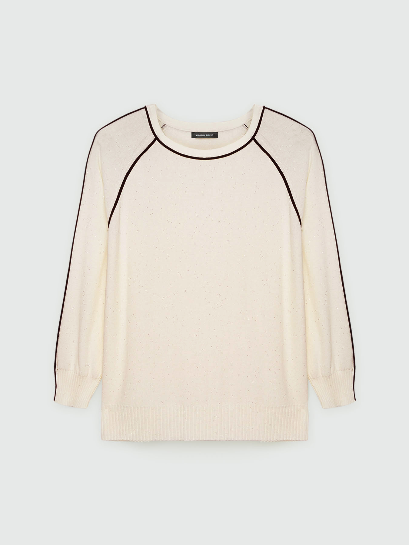 Sweater with contrasting black trims and mini sequins image number 4