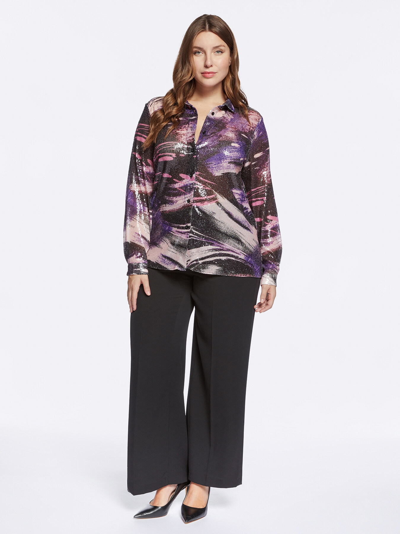 Camicia stampata in paillettes image number 3