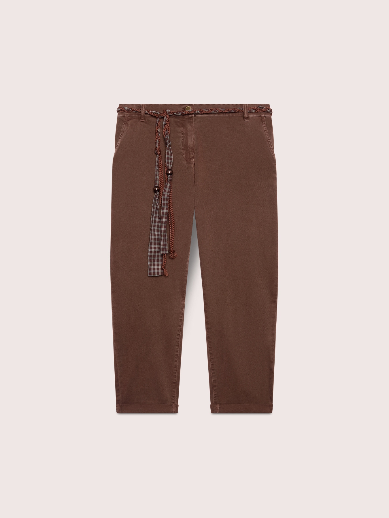 Cotton-blend chino trousers with belt image number 4