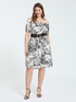 Off-shoulder dress with exotic print image number 0