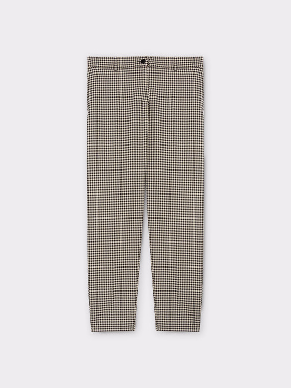 Houndstooth straight-leg trousers