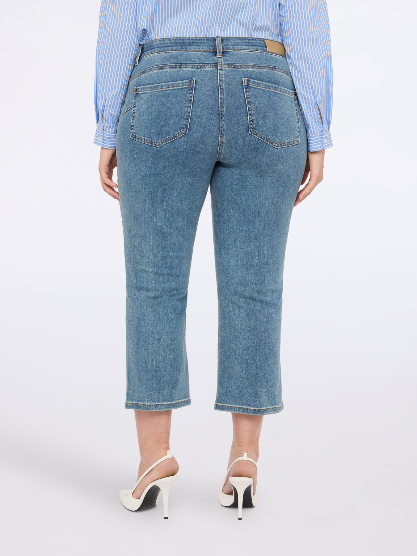 Kick flare jeans with faded rhinestone effect image number 1