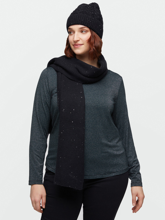 Fiorella Rubino - Sciarpa con micro paillettes Donna, Nero Taglia: 02