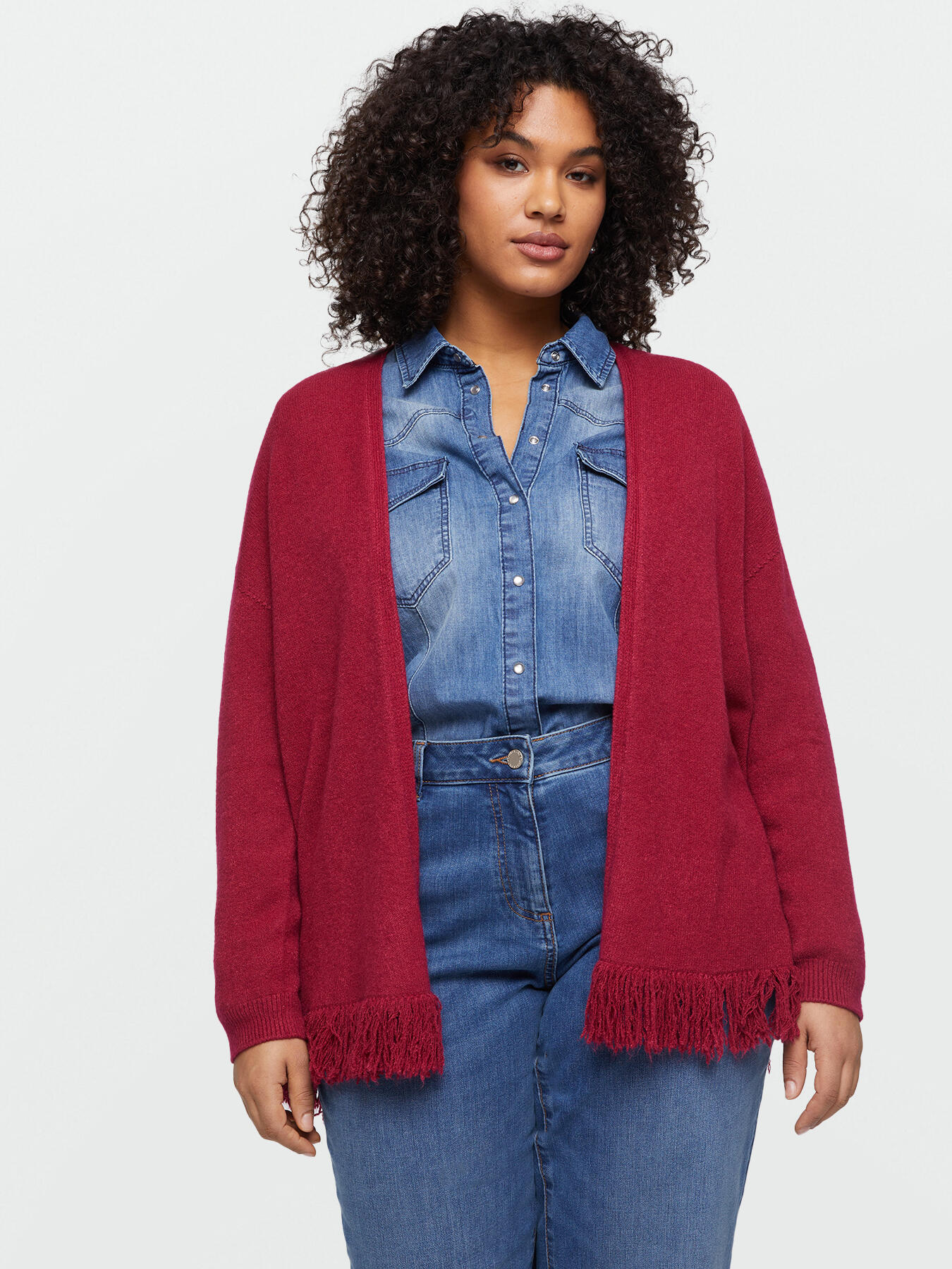 Cardigan with fringed hem image number 2