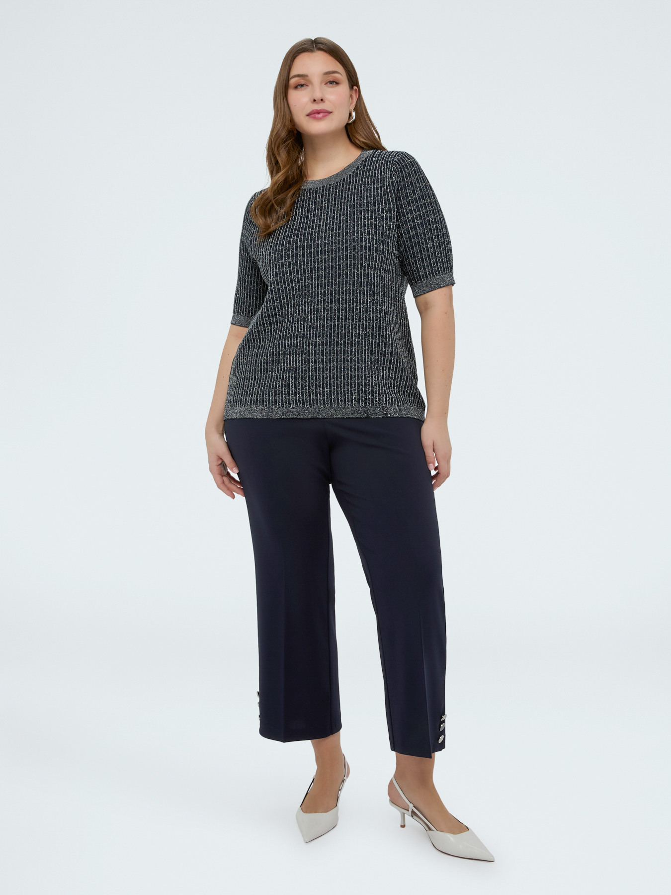 Short sleeve sweater with checkered pattern image number 0