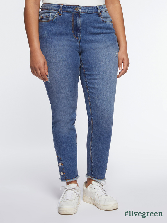 Skinny-Jeans mit Knöpfen am unteren Saum