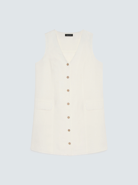 Vestito chemisier in misto lino e viscosa