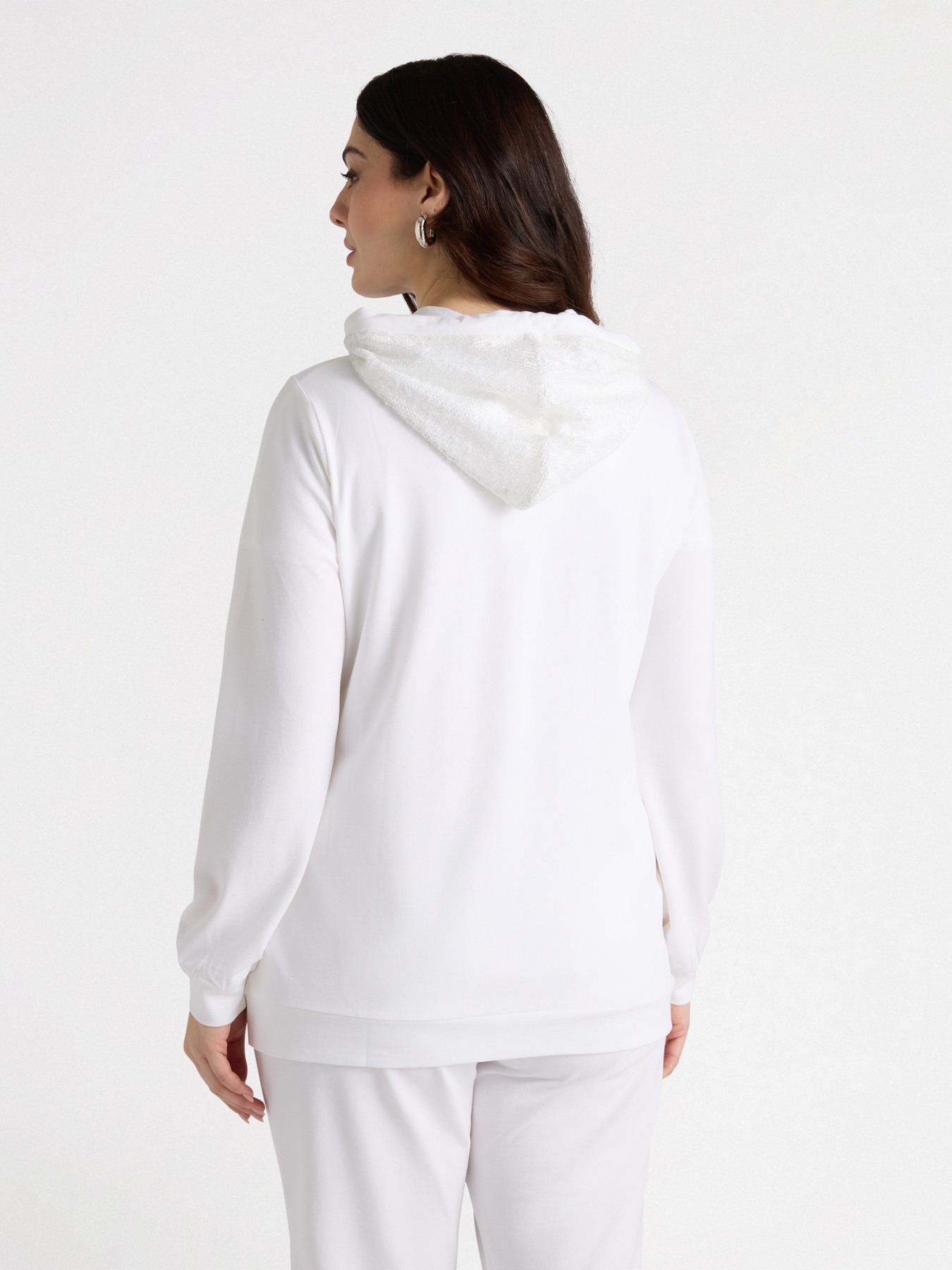 Sweatshirt with embroidered mesh trims image number 1