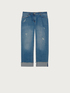 Jeans #livegreen cropped con strappi e risvolto image number 3