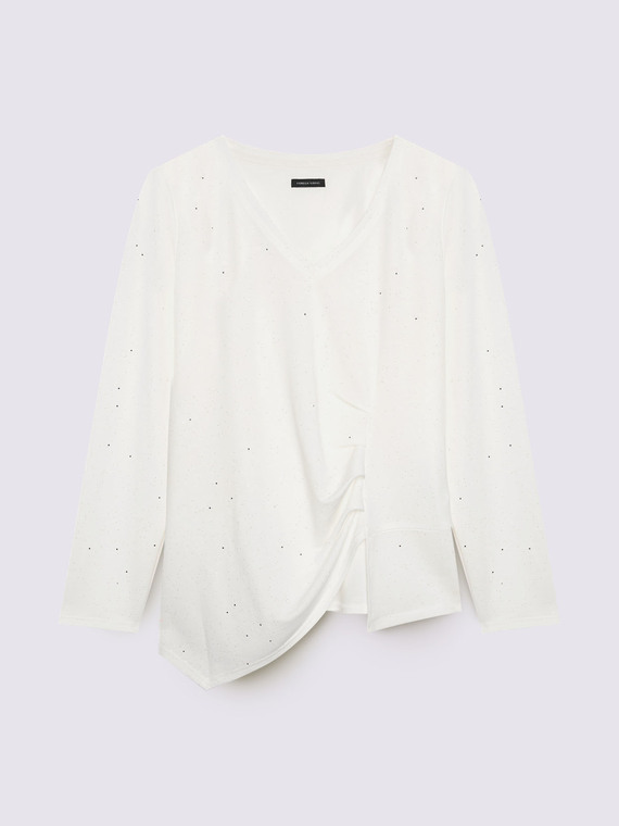 T-shirt paillet&eacute; avec drap&eacute; lat&eacute;ral