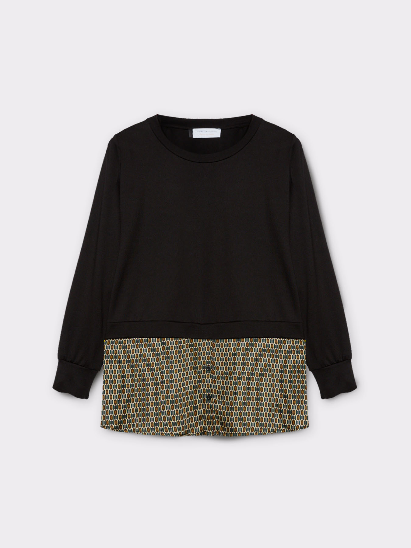 Sudadera con borde de tejido estampado image number 3