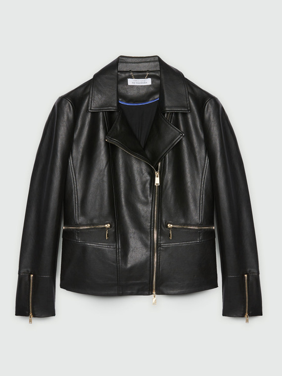 Fiorella Rubino - Giacca biker Donna, Nero Taglia: 37 (46 IT)