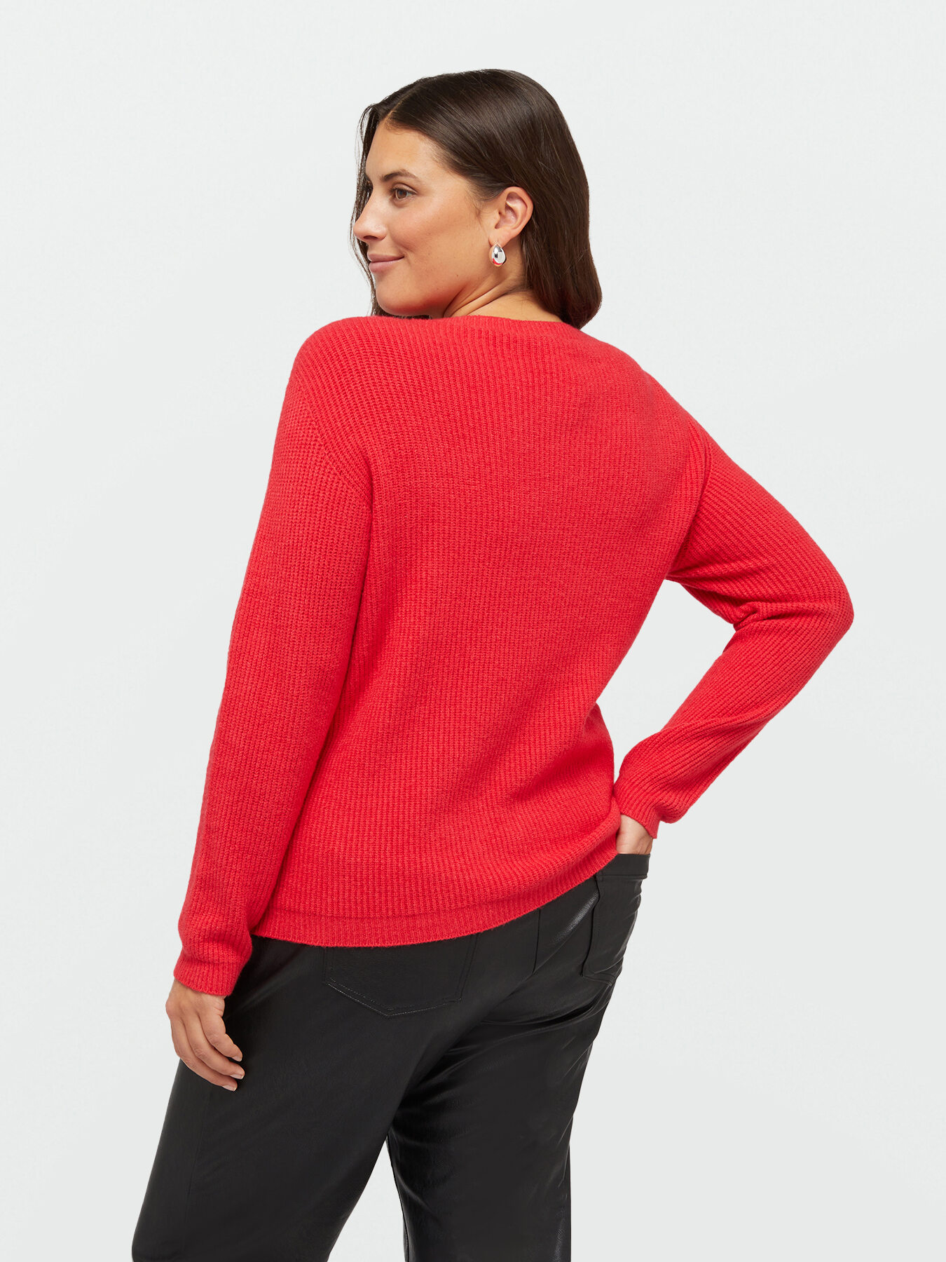 Rib knit sweater image number 1