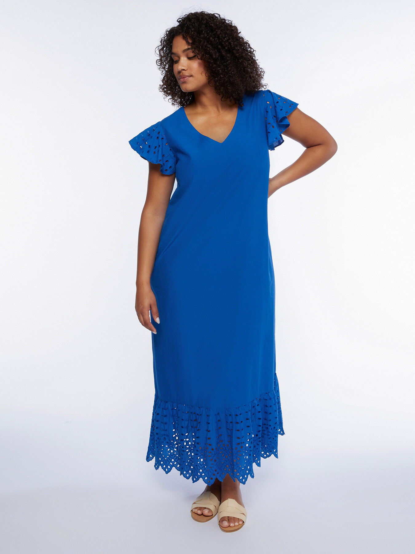 Vestito lungo con parti in Sangallo image number 0