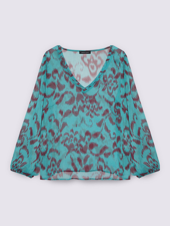 Abstract print blouse in crêpon