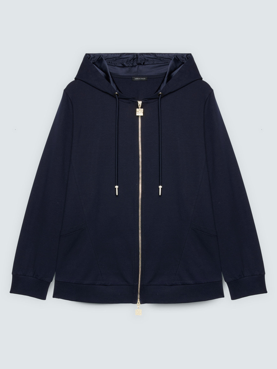 Felpa aperta con cappuccio e zip