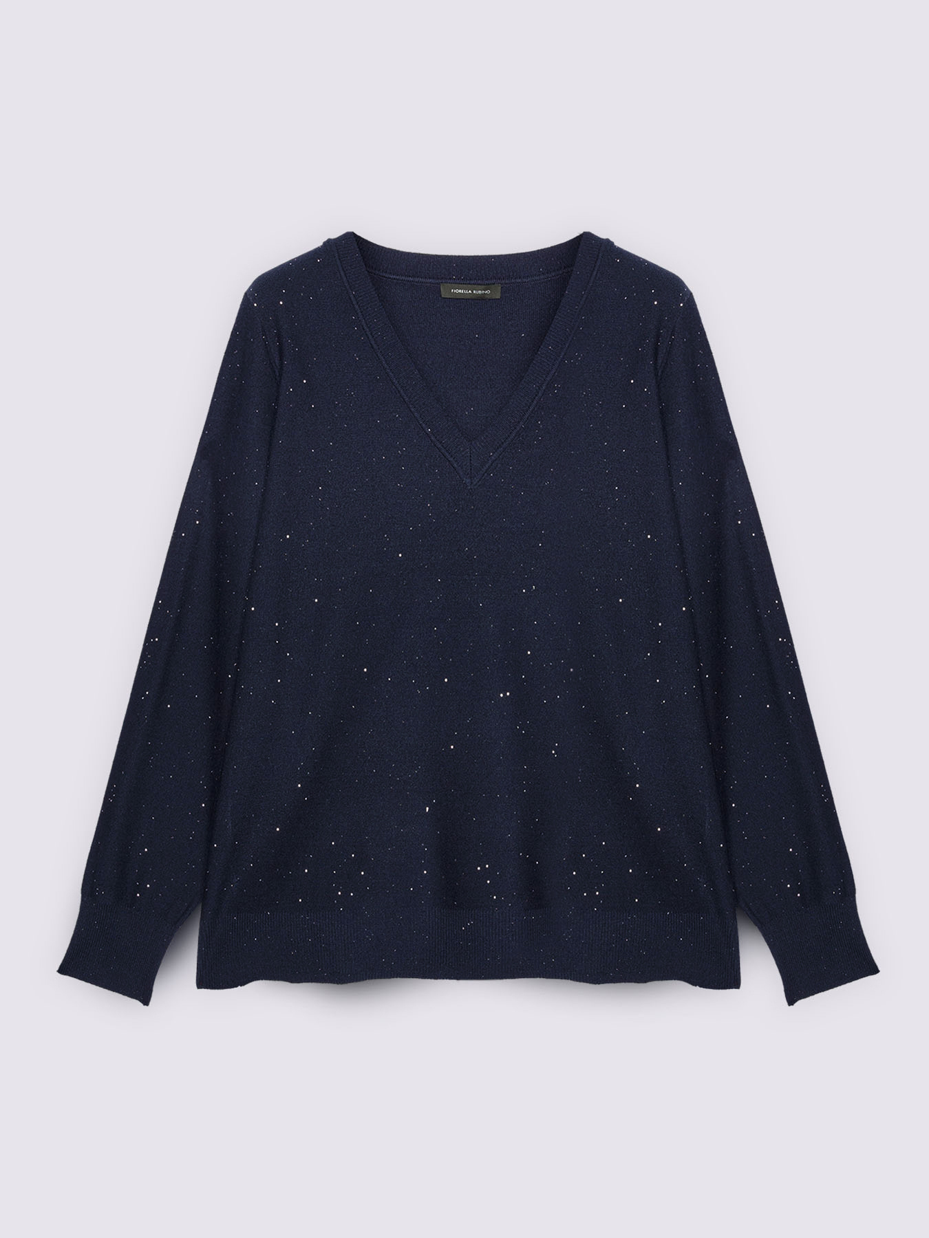 Pull &agrave; paillettes avec col en V image number 4