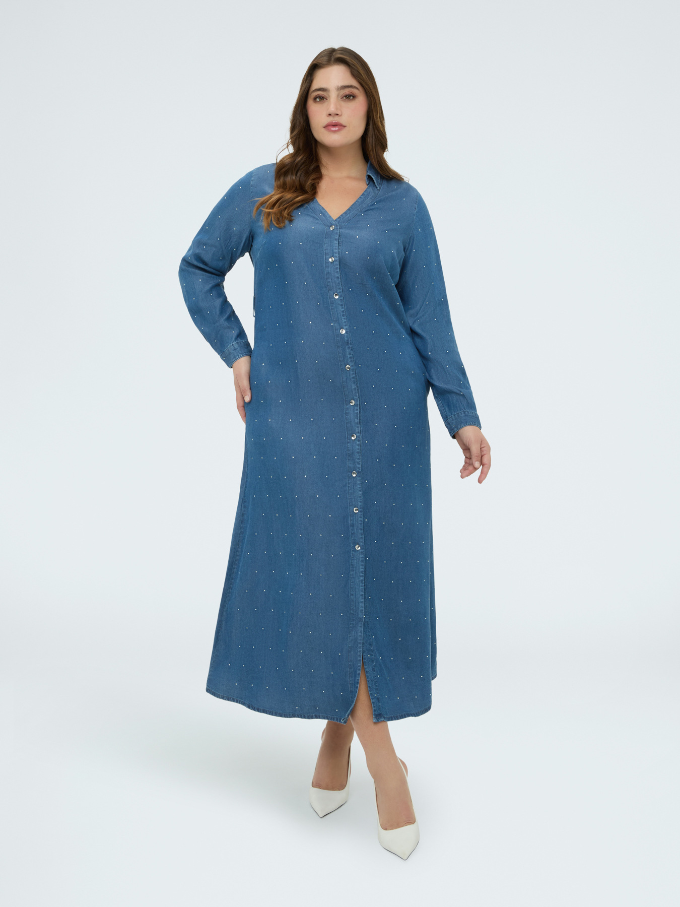 Robe POWER en denim avec points lumineux image number 2